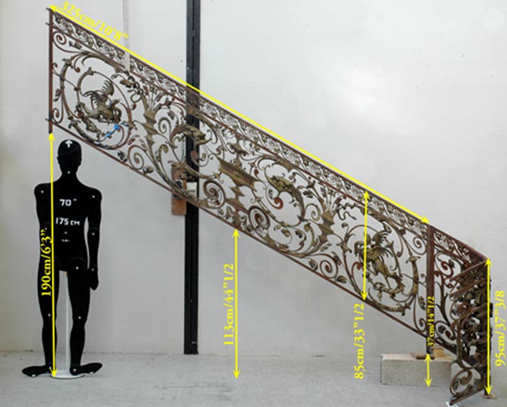Exceptionnelle rampe d'escalier d'époque Napoléon III-11