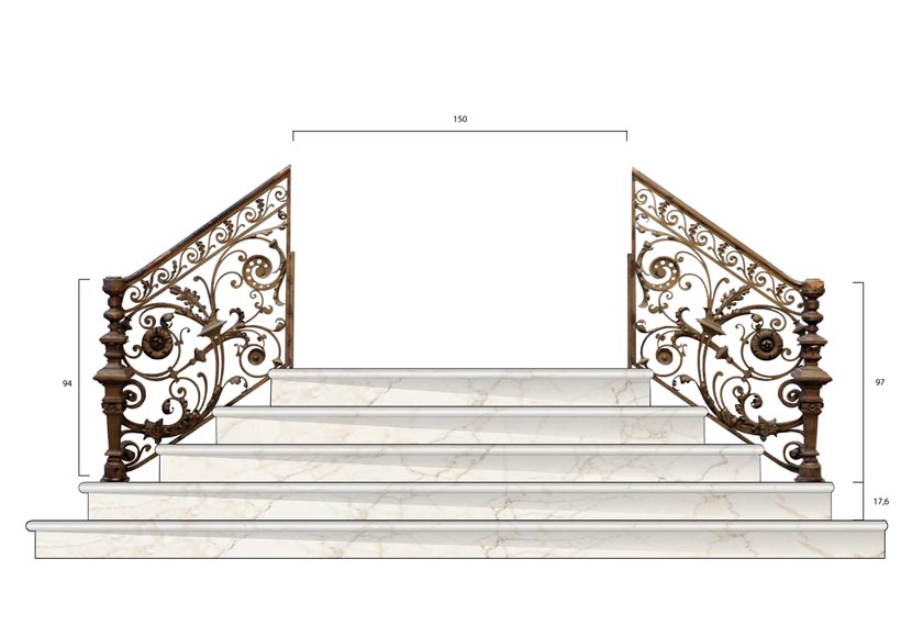 Exceptionnelle rampe d'escalier d'époque Napoléon III-20