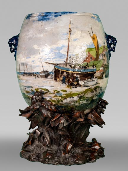 Un décor impressionniste, grand vase en faïence de Louis Auguste LEPÈRE pour la Faïencerie LAURIN-0