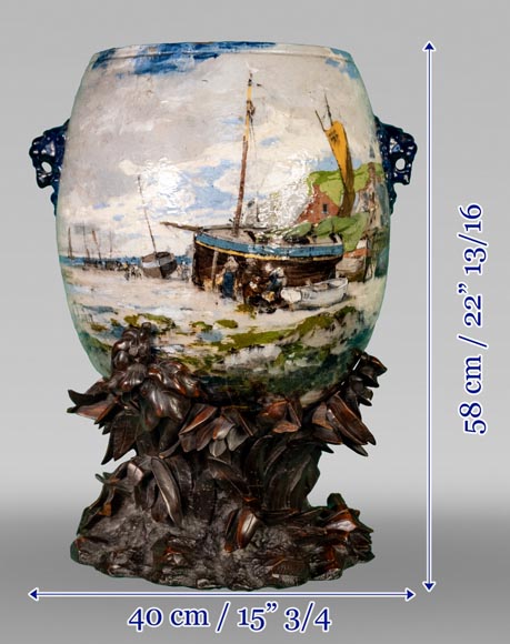 Un décor impressionniste, grand vase en faïence de Louis Auguste LEPÈRE pour la Faïencerie LAURIN-14