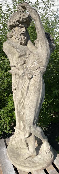 Statue de jardin en pierre composite représentant une femme rendant hommage à Baccus-2