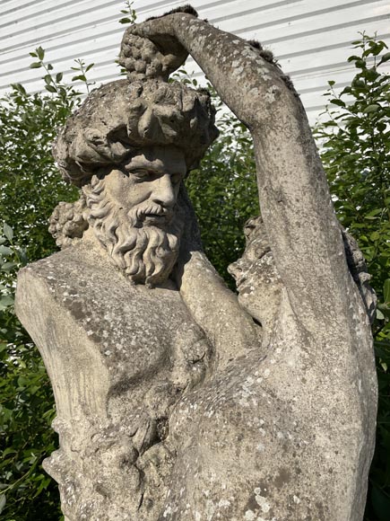 Statue de jardin en pierre composite représentant une femme rendant hommage à Baccus-3