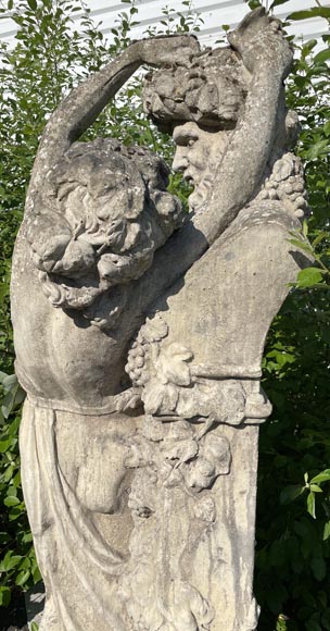 Statue de jardin en pierre composite représentant une femme rendant hommage à Baccus-7