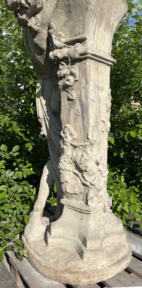 Statue de jardin en pierre composite représentant une femme rendant hommage à Baccus-17