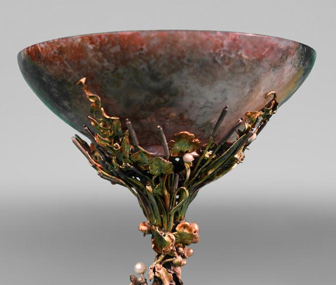 François-Désiré FROMENT-MEURICE, Coupe en argent, agate et malachite ornée d'un riche décor maritime, 1853-2