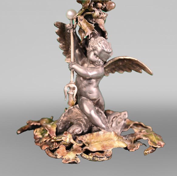 François-Désiré FROMENT-MEURICE, Coupe en argent, agate et malachite ornée d'un riche décor maritime, 1853-3