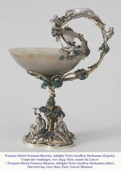 François-Désiré FROMENT-MEURICE, Coupe en argent, agate et malachite ornée d'un riche décor maritime, 1853-5