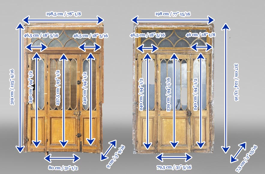 Paire de triples portes avec châssis vitré – vers 1900-10