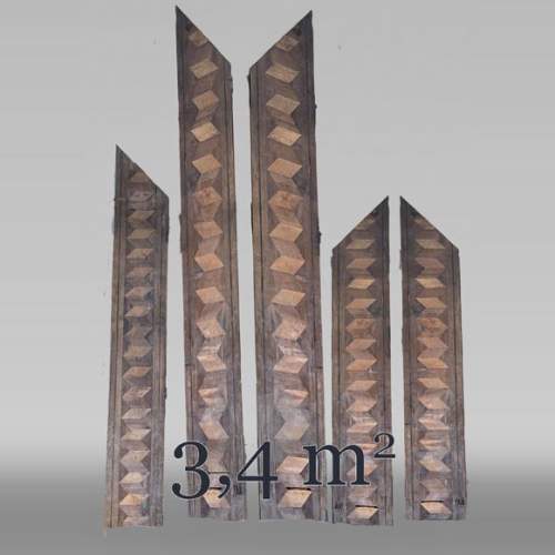 Frises de parquet Napoléon III – 3,4 m² – motif losanges croisés et liseré noir