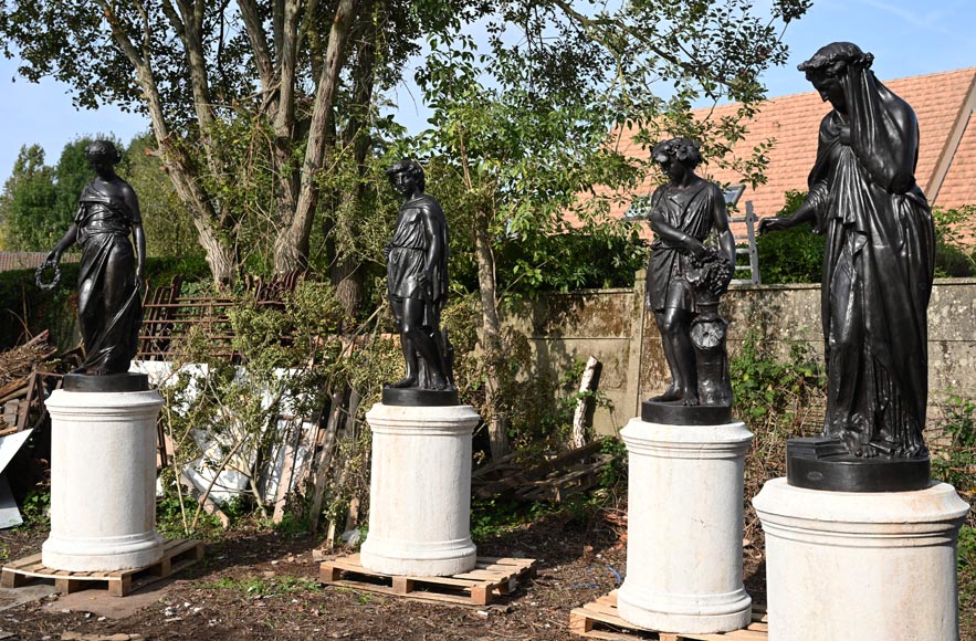 Mathurin MOREAU pour la FONDERIE DU VAL D’OSNE, “Les Quatre Saisons”, série de 4 statues en fonte représentant des allégories du printemps, de l'été, de l’automne et de l’hiver-2