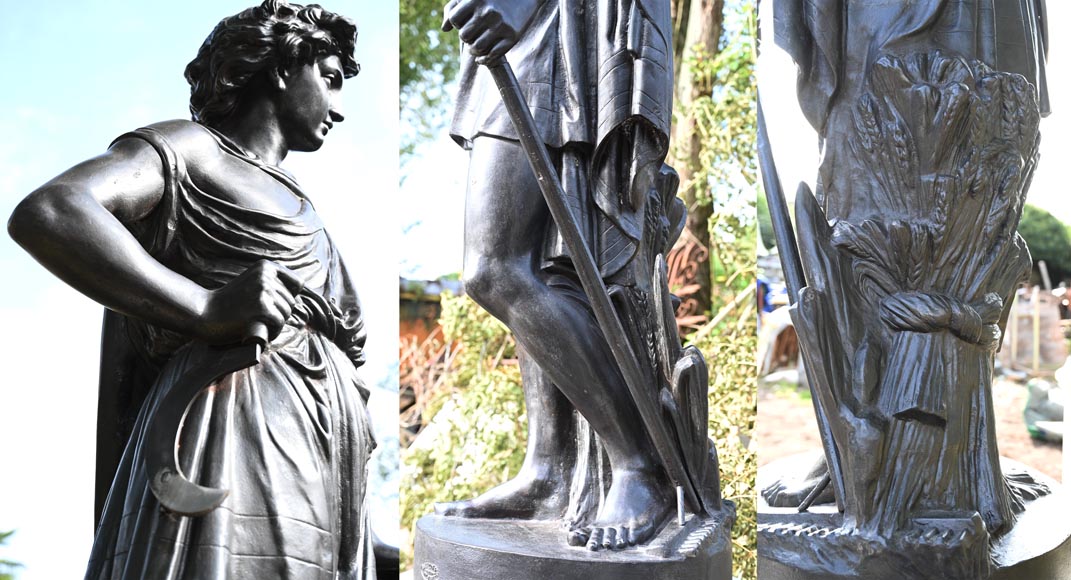 Mathurin MOREAU pour la FONDERIE DU VAL D’OSNE, “Les Quatre Saisons”, série de 4 statues en fonte représentant des allégories du printemps, de l'été, de l’automne et de l’hiver-10