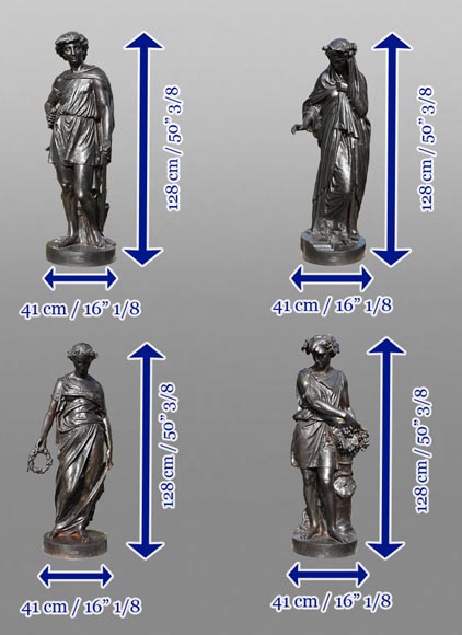 Mathurin MOREAU pour la FONDERIE DU VAL D’OSNE, “Les Quatre Saisons”, série de 4 statues en fonte représentant des allégories du printemps, de l'été, de l’automne et de l’hiver-23