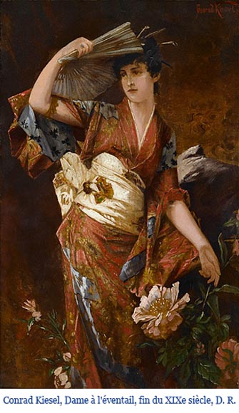 Conrad KIESEL (d’après), Portrait japonisant d’une femme vêtue d’un kimono, vers 1880-11