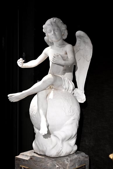 Denys PUECH, Deux anges assis sur des globes terrestres, 1897-1