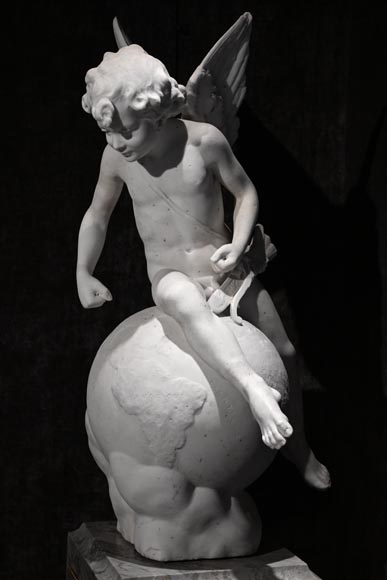 Denys PUECH, Deux anges assis sur des globes terrestres, 1897-2