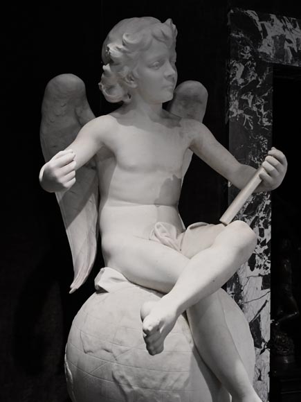 Denys PUECH, Deux anges assis sur des globes terrestres, 1897-5