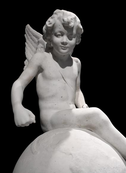 Denys PUECH, Deux anges assis sur des globes terrestres, 1897-13