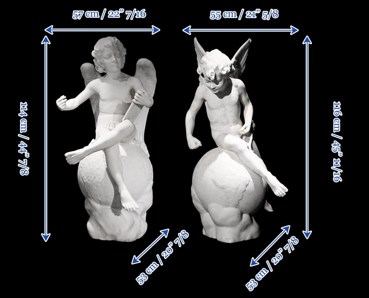 Denys PUECH, Deux anges assis sur des globes terrestres, 1897-19