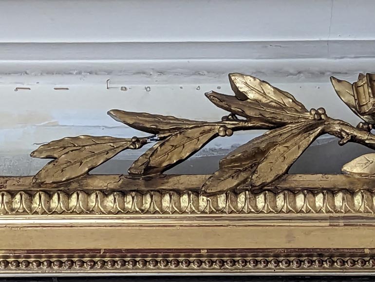 Trumeau doré de style Napoléon III orné d'un médaillon et de branches feuillues-3