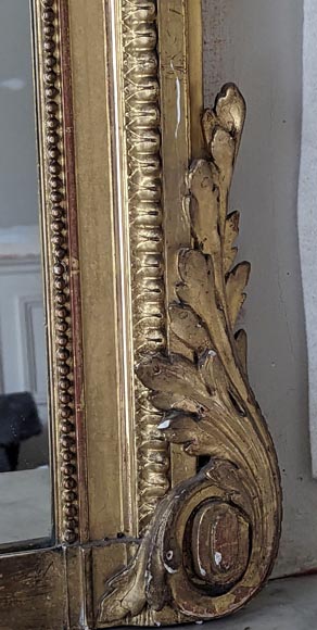 Trumeau doré de style Napoléon III orné d'un médaillon et de branches feuillues-6