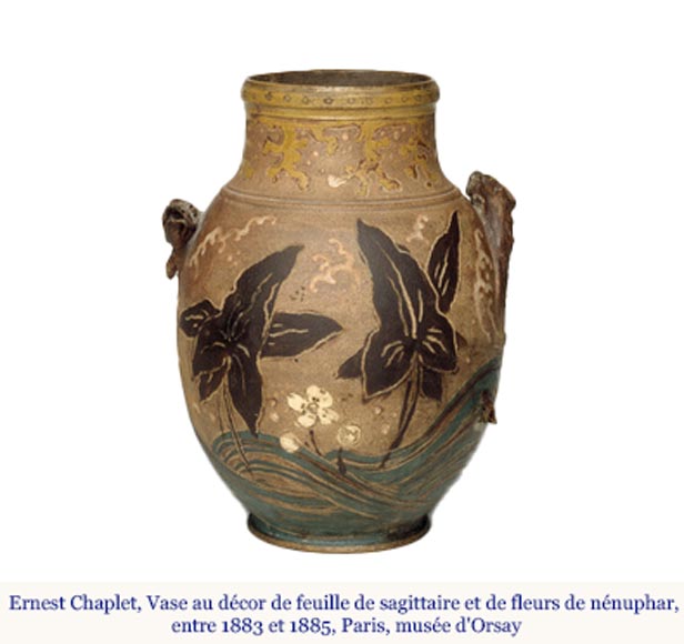 Ernest CHAPLET pour la manufacture HAVILAND, Vase au décor de plantes aquatiques, vers 1880-12
