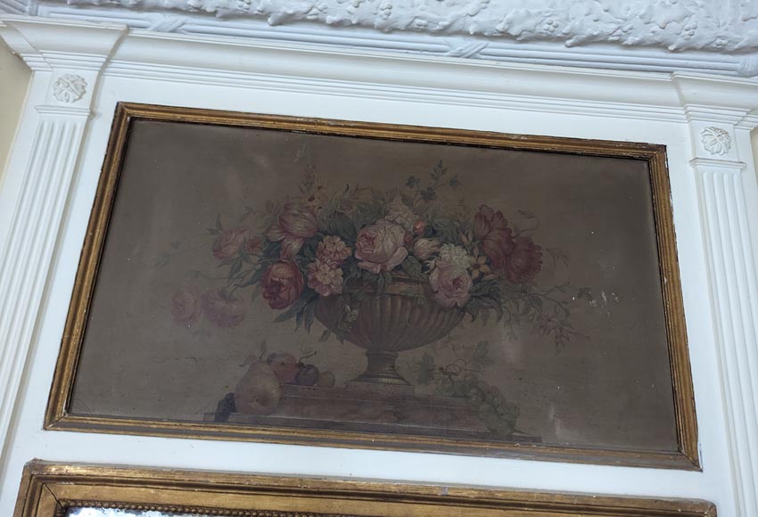 Trumeau d'époque Louis XVI orné d'une peinture de vase fleuri-1