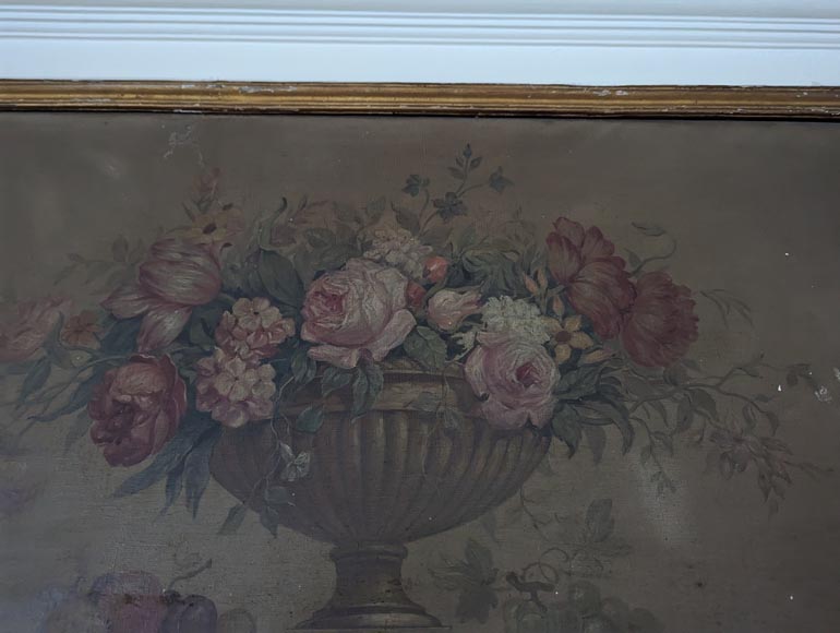 Trumeau d'époque Louis XVI orné d'une peinture de vase fleuri-2