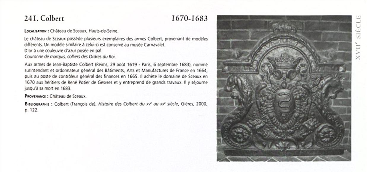 Plaque de cheminée aux serpents, aux armes de Colbert Plaque de cheminée aux serpents, aux armes de Colbert-9