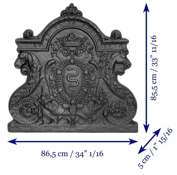 Plaque de cheminée aux serpents, aux armes de Colbert Plaque de cheminée aux serpents, aux armes de Colbert-10
