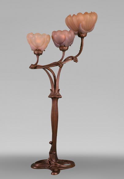 Antonin DAUM et Louis MAJORELLE, flambeau « Magnolia », 1903-0