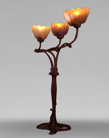 Antonin DAUM et Louis MAJORELLE, flambeau « Magnolia », 1903-1