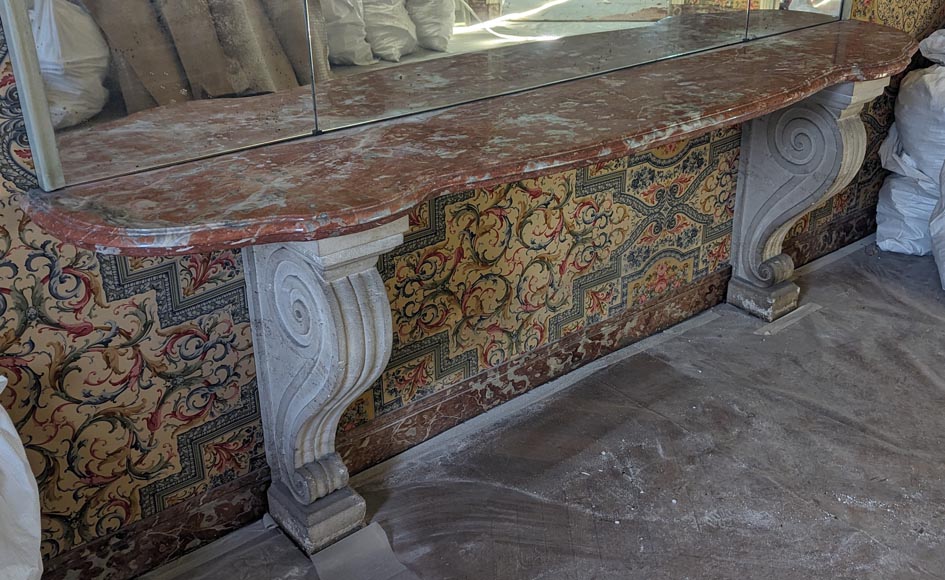 Console en marbre du Languedoc et pieds en pierre-1