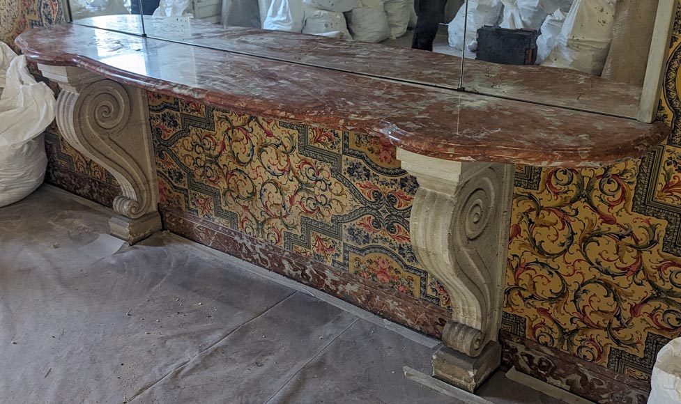 Console en marbre du Languedoc et pieds en pierre-5