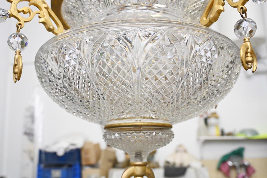 BACCARAT (Attribué à) - Lustre oriental en cristal et bronze doré inspiré d'une lampe de mosquée-8