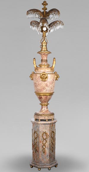Lampe Napoélon III en marbre sarrancolin, socle contemporain-0
