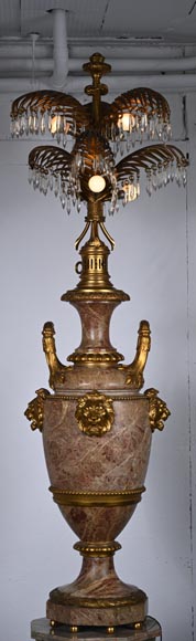 Lampe Napoélon III en marbre sarrancolin, socle contemporain-1
