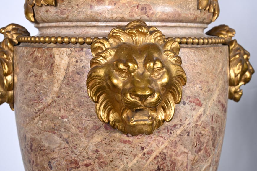 Lampe Napoélon III en marbre sarrancolin, socle contemporain-9