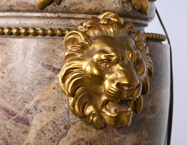 Lampe Napoélon III en marbre sarrancolin, socle contemporain-10
