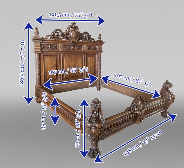 Lit Napoléon III en noyer, XIXe siècle-15