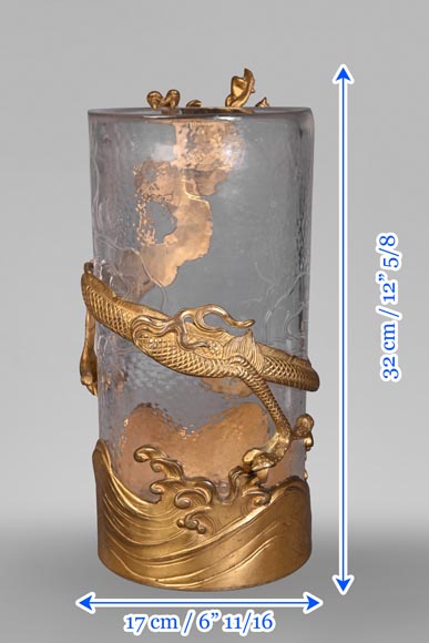 L’Escalier de Cristal (att. à), vase japonisant cylindrique en cristal et bronze doré L’Escalier de Cristal (att. à), vase japonisant cylindrique en cristal et bronze doré-10