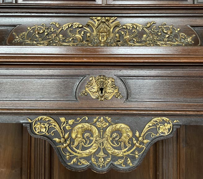 Aimé Millet (1819–1891) — Grand meuble cabinet néo-Renaissance en noyer et bronze doré-12