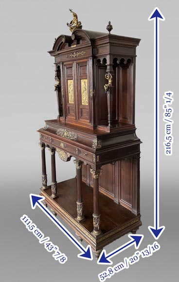 Aimé Millet (1819–1891) — Grand meuble cabinet néo-Renaissance en noyer et bronze doré-17