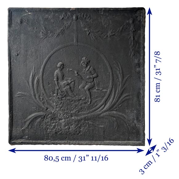 Plaque de cheminée de style Louis XVI au joueur de luth-7