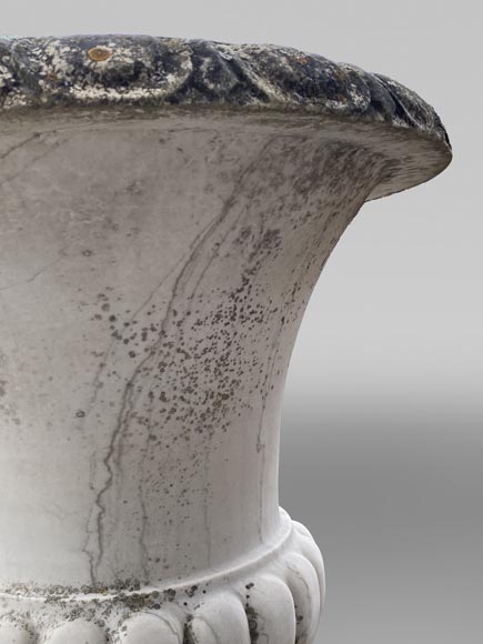 Paire de vase Médicis en marbre blanc, 1980-8