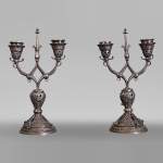 Orfèvre russe, Paire de flambeaux en argent, vers 1832-1850