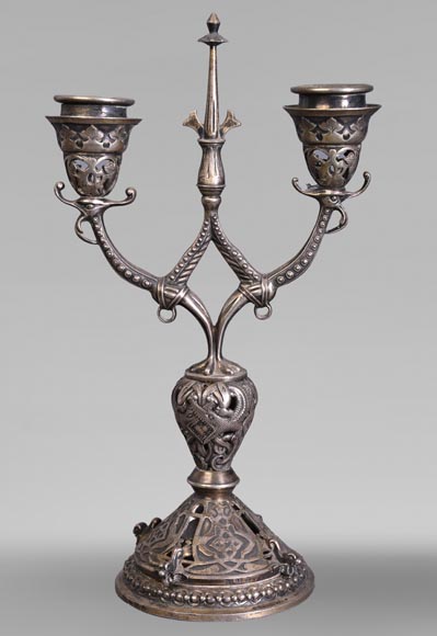 Orfèvre russe, Paire de flambeaux en argent, vers 1832-1850-1