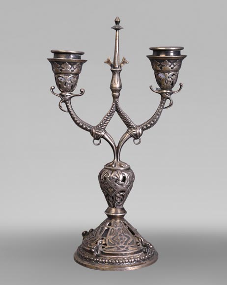 Orfèvre russe, Paire de flambeaux en argent, vers 1832-1850-2