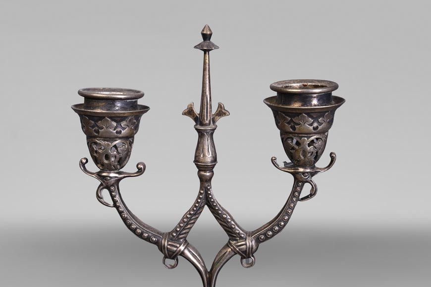 Orfèvre russe, Paire de flambeaux en argent, vers 1832-1850-3