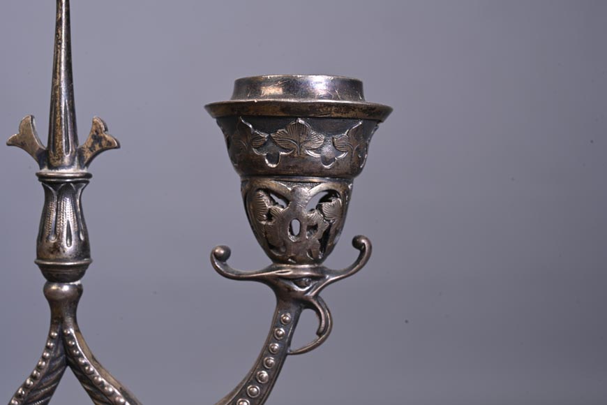 Orfèvre russe, Paire de flambeaux en argent, vers 1832-1850-4