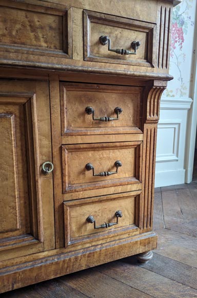 Petit lavabo de barbier en chêne et marbre Brèche de Médoue-8